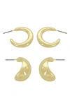Panacea Set Of 2 Hoop Earrings In Gold