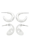 Panacea Set Of 2 Hoop Earrings In Silver