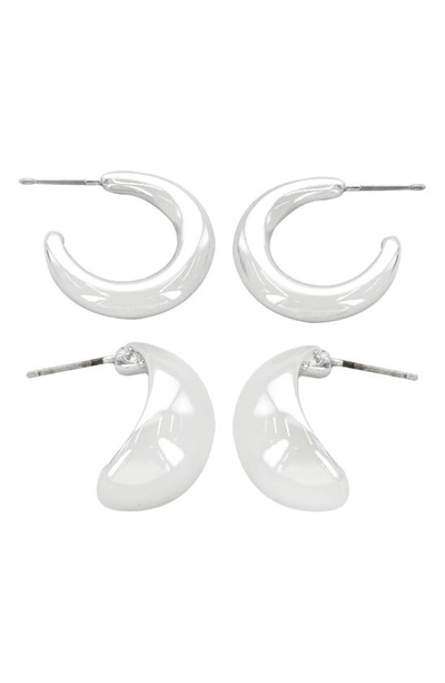 Panacea Set Of 2 Hoop Earrings In Silver