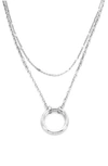 Panacea Layered Circle Pendant Necklace In Silver