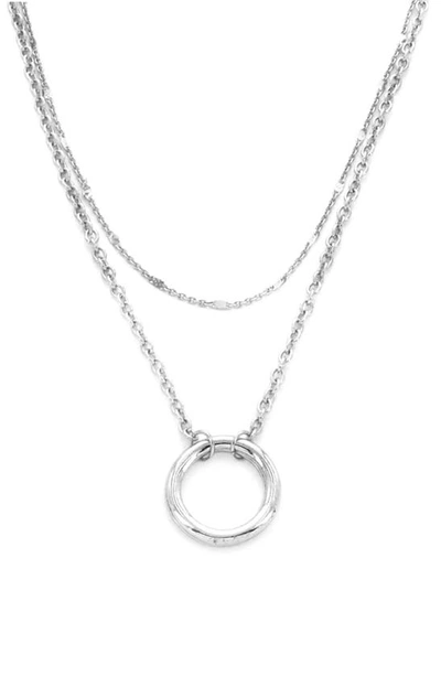 Panacea Layered Circle Pendant Necklace In Silver