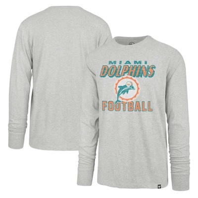 47 ' Gray Miami Dolphins Dozer Franklin Throwback Long Sleeve T-shirt In Heather Gray