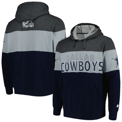 Starter G-iii Sports By Carl Banks Navy Dallas Cowboys Extreme Pullover Hoodie In Black