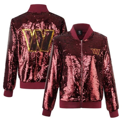 Cuce Burgundy Washington Commanders Sequin Full-zip Jacket