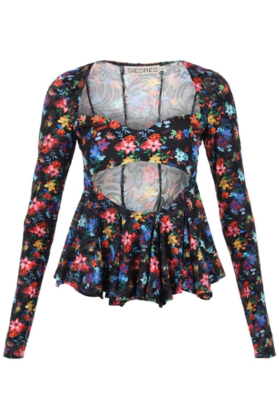 Siedres Loen Long Sleeved Top With Cut Out In Multi