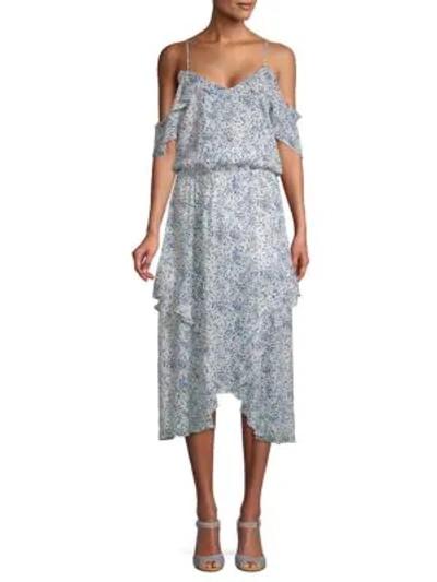 Parker Printed Cold-shoulder Dress In Spring