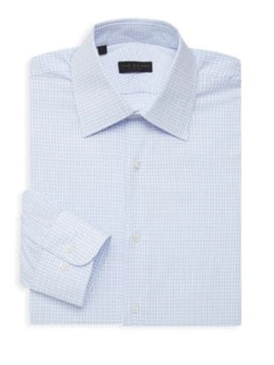 Ike Behar Checkered Long-sleeve Dress Shirt In White