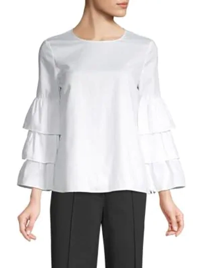 Lafayette 148 Mabel Cotton Blouse In White