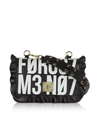 Red Valentino Rock Ruffle Signs Shoulder Bag In Black / White