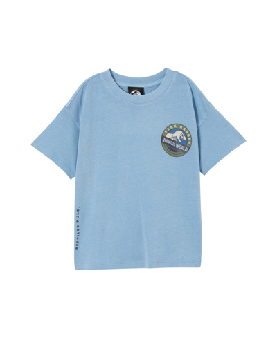Cotton On Kids' Toddler And Little Boys License Drop Shoulder Short Sleeve T-shirt In Dusty Blue,jurassic Park