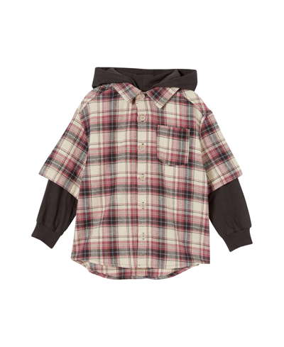 Cotton On Kids' Big Boys Rugged Long Sleeve Layered Shirt In Rainy Day,plaid