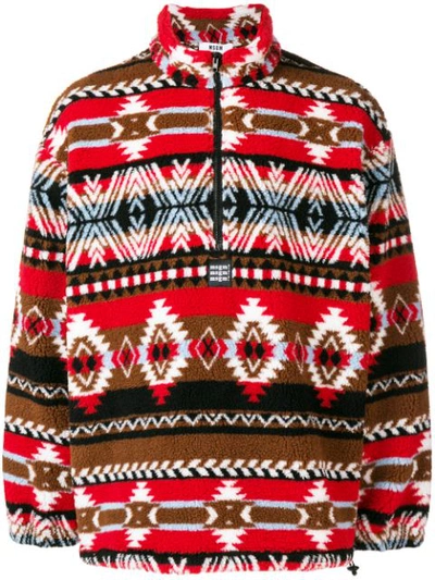 Msgm Folk Pattern Jacket In Multicolor