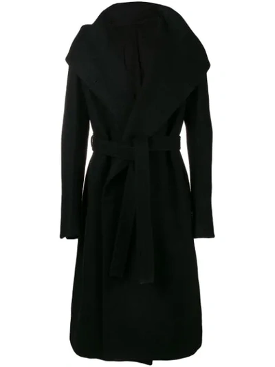 Rick Owens Liner Wrap-front Coat In Black