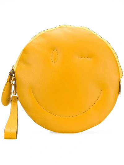 Anya Hindmarch Soft Nappa Soleil Wink Chubby Clutch In Yellow