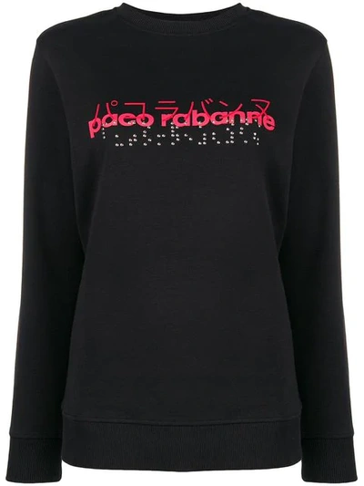 Paco Rabanne Front Logo Sweatshirt In Black