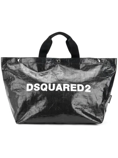 Dsquared2 Logo Printed Tote Bag Medium In Black