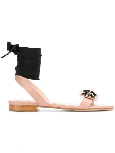 Red Valentino Embellished Bug Detail Sandals - Neutrals