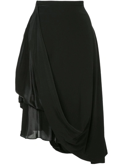 Nehera Spiska Bi-material Asymmetric Skirt In Black