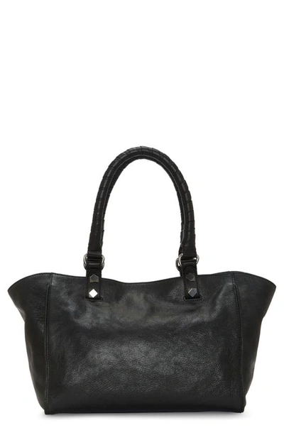 Vince Camuto Farma Leather Tote Bag In Black Shiny Vintage