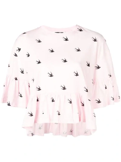 Mcq By Alexander Mcqueen Swallow Print T In Pink