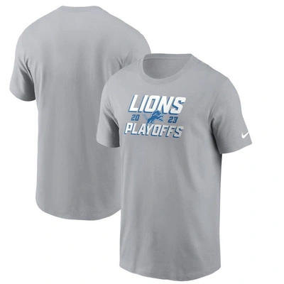 Nike Gray Detroit Lions 2023 Nfl Playoffs Iconic T-shirt In Grey