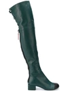 Marni Leather Over The Knee Boots - Green