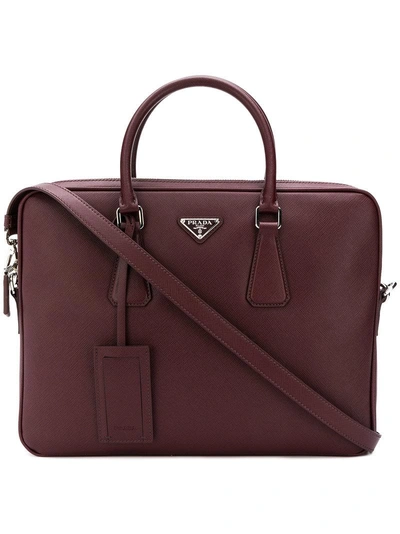 Prada Saffiano Business Bag - Pink In Pink