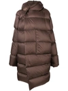 Rick Owens Oversized Puffer Jacket In Brown