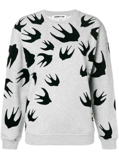 Mcq By Alexander Mcqueen Swallow Print Sweatshirt In Light Grey