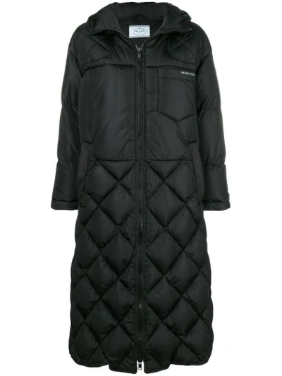 Prada Long Padded Coat - Black