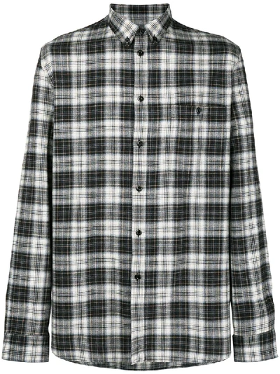 Givenchy Embroidered Plaid Flannel Shirt In Blue/ Beige
