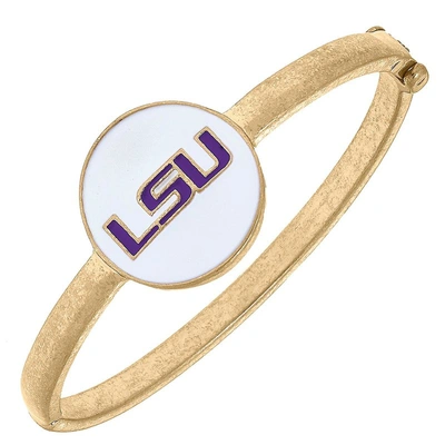 Canvas Style Lsu Tigers Enamel Statement Hinge Bangle In White