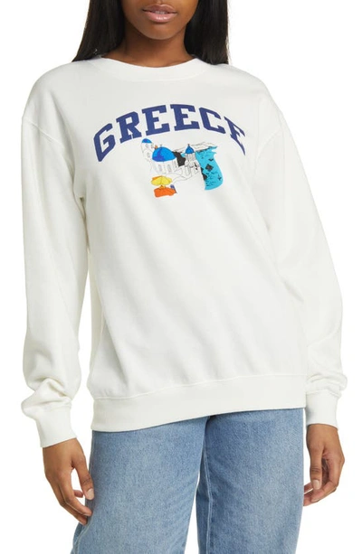 Hi Res Greece Varsity Sweatshirt In Washed Marshmallow