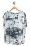 Industry Republic Clothing Gathered Cap Sleeve T-shirt In Navy Ink Tie Dye
