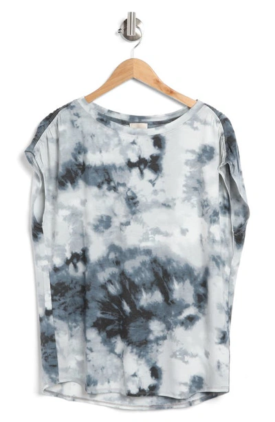 Industry Republic Clothing Gathered Cap Sleeve T-shirt In Navy Ink Tie Dye