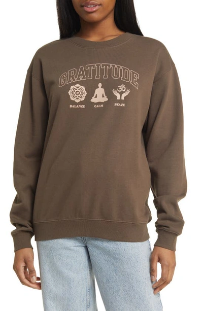 Hi Res Gratitude Icons Pullover Sweatshirt In Washed Brown