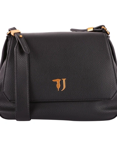 Trussardi Faux Leather Shoulder Bag In Black