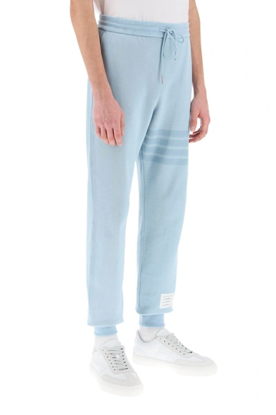 Thom Browne 4 Bar Joggers In Cotton Knit In Blue
