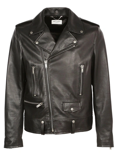 Saint Laurent Leather Jacket In Noir