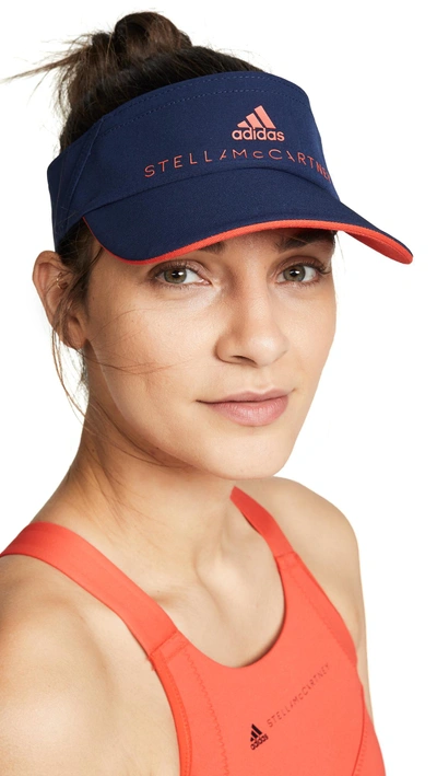 Adidas By Stella Mccartney Tennis Visor In Night Indigo/core Red