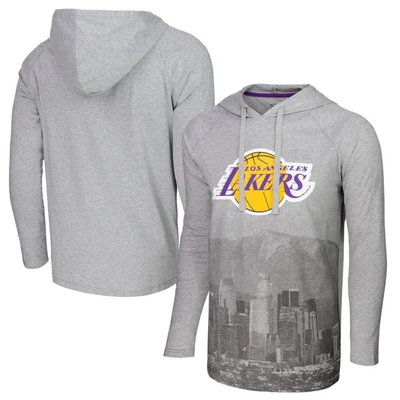 Stadium Essentials Heather Gray Los Angeles Lakers Atrium Raglan Long Sleeve Hoodie T-shirt