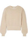 Frame Cropped Crew Pullover In Beige