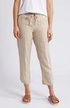 Caslon Tulip Hem Linen Pants In Tan Oxford