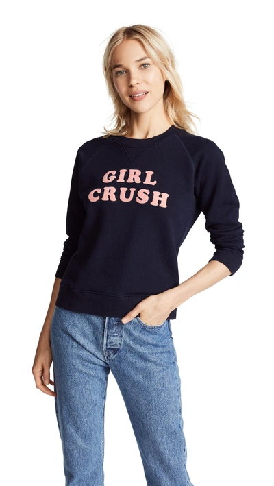 Mother The Square Navy Cotton Sweatshirt In Girl Crush
