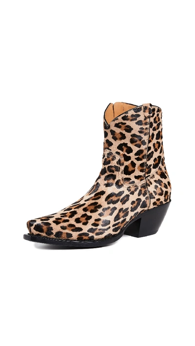 R13 Cowboy Ankle Booties In Leopard