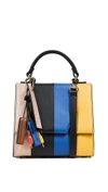 Msgm Small Satchel Bag In Black/pink/blue