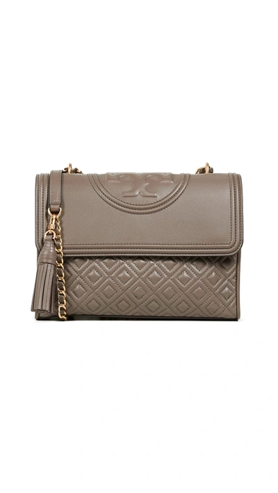 Tory Burch Fleming Convertible Shoulder Bag In Silver Maple