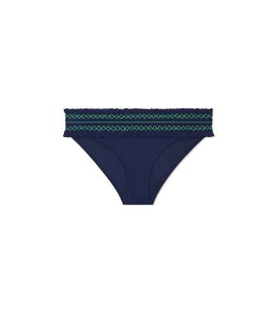 Tory Burch Costa Hipster Bikini Bottom In Tory Navy/court Green