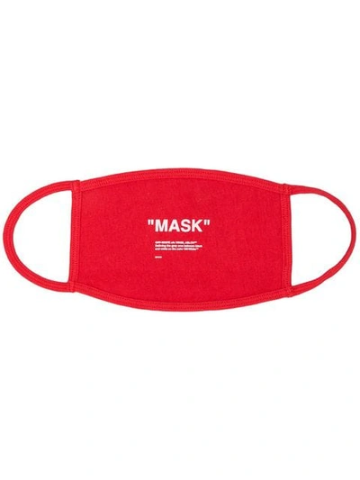 Off-white "mask" Printed Cotton Mask In Rosso Bianco