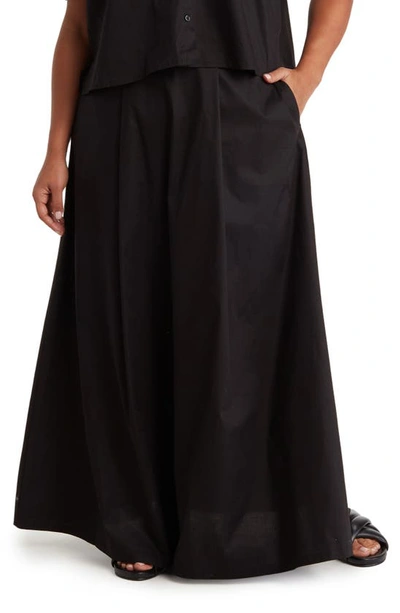 By Design Abigail Cotton Poplin Midi Skirt In Black
